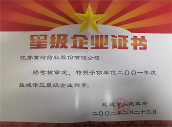 2002年荣获“盐城市三星级企业”称号